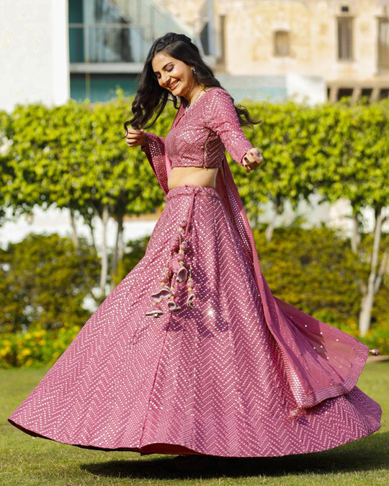 Gorgeous Designer Zeel Golden Palm Georgette Wedding Lehenga Choli Collections