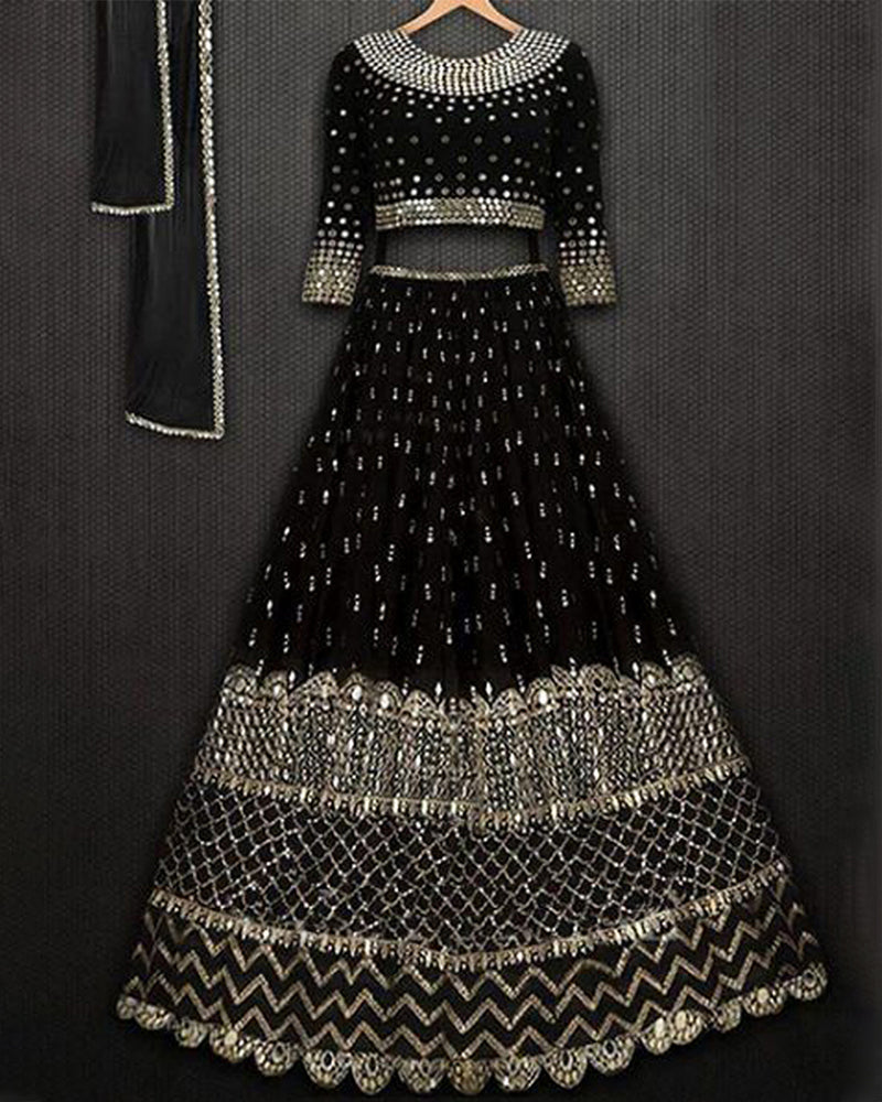 Black georgette sequence embroidered lehenga choli