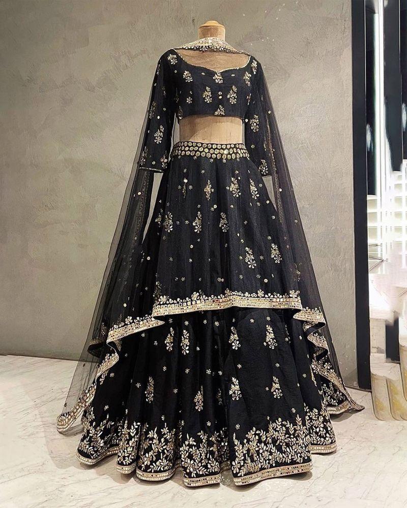 Black colored french silk lehenga choli Choices for women & girls – FealDeal