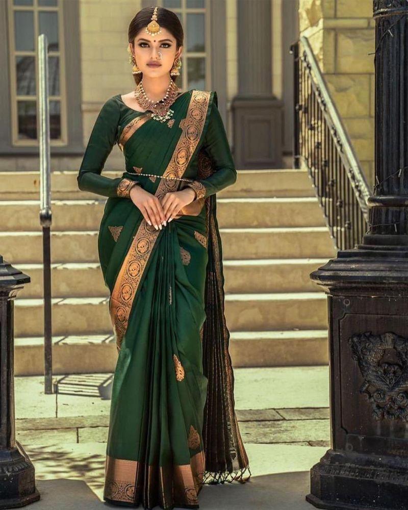 Green color saree for wedding best sale