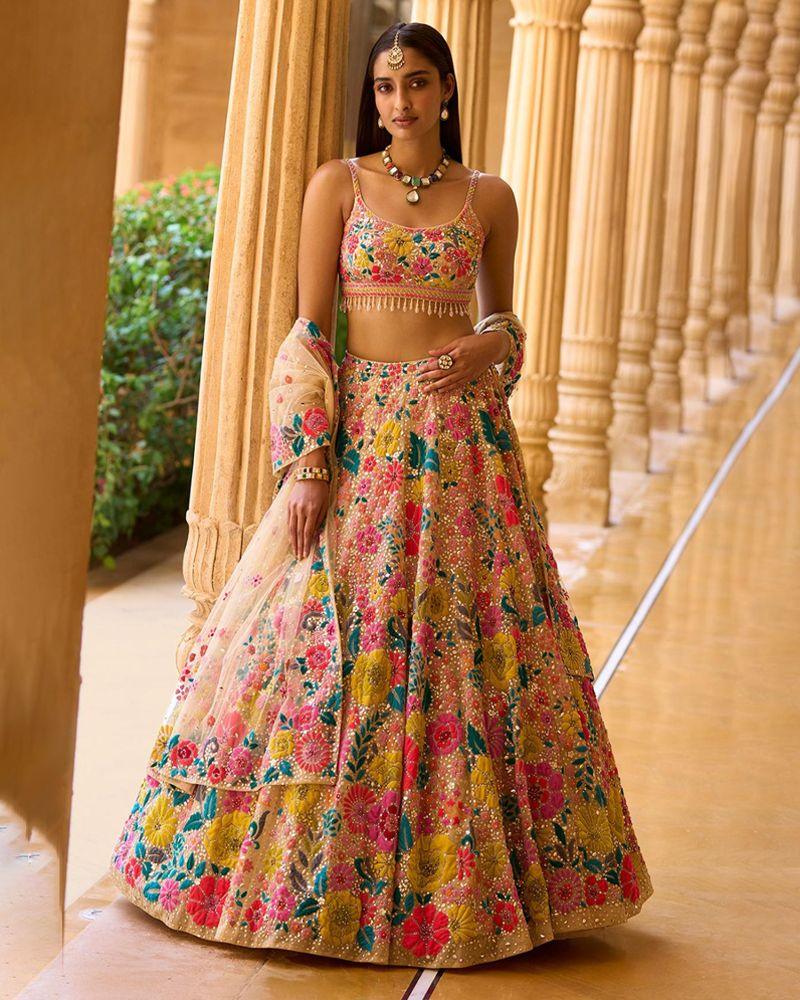 Multicolor Bride Lehenga Choli | Indian Party Wear store Lehenga