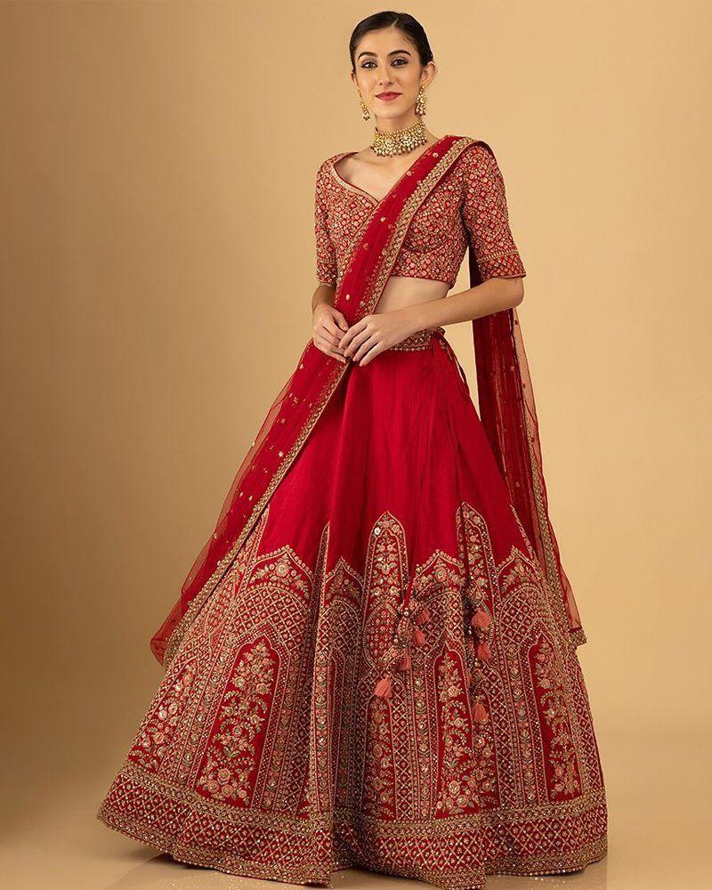 Red Color Blooming Georgette Lehenga Choli, popular Bridel Lahenga Choli, Wedding Lahenga Choli, Party Wear And Bollywood Style Lahenga Choli