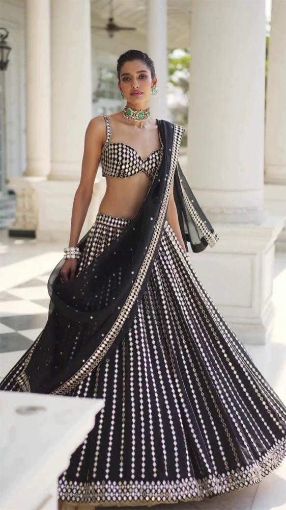 Bollywood Lengha Choli Set - Indian Wedding Lehenga With Unstitched Choli & Dupatta