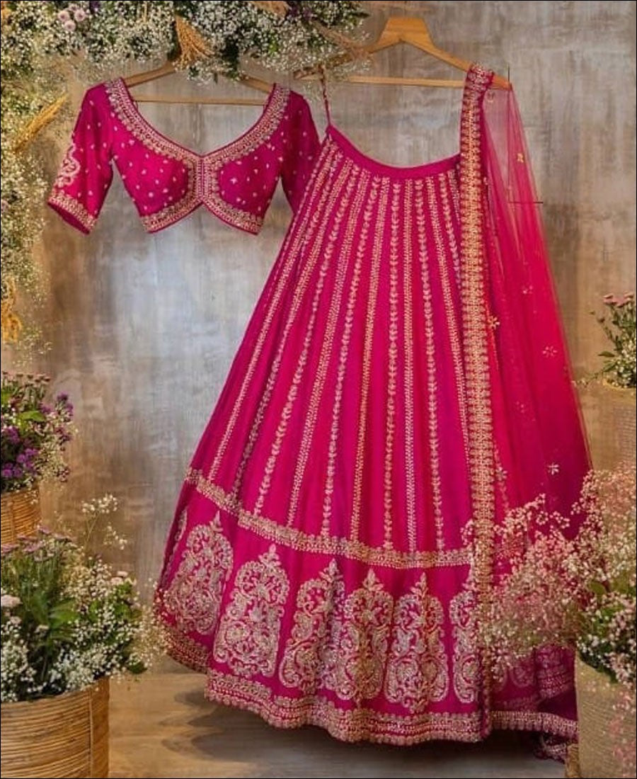 Pink Faux Georgette wedding Lehenga Choli