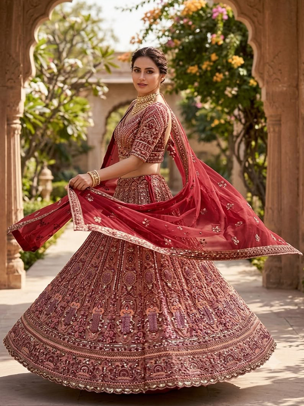Butterfly Net women lehenga with 4 meter flared design
