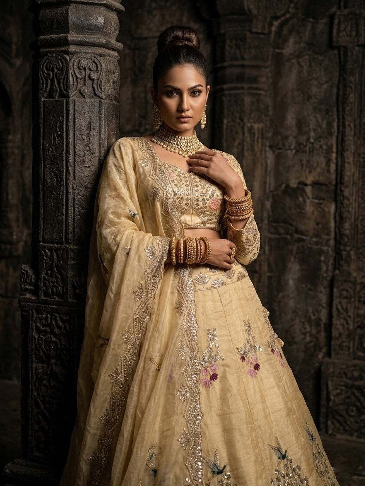 Designer Fendy Silk wedding lehenga with sequin embroidery