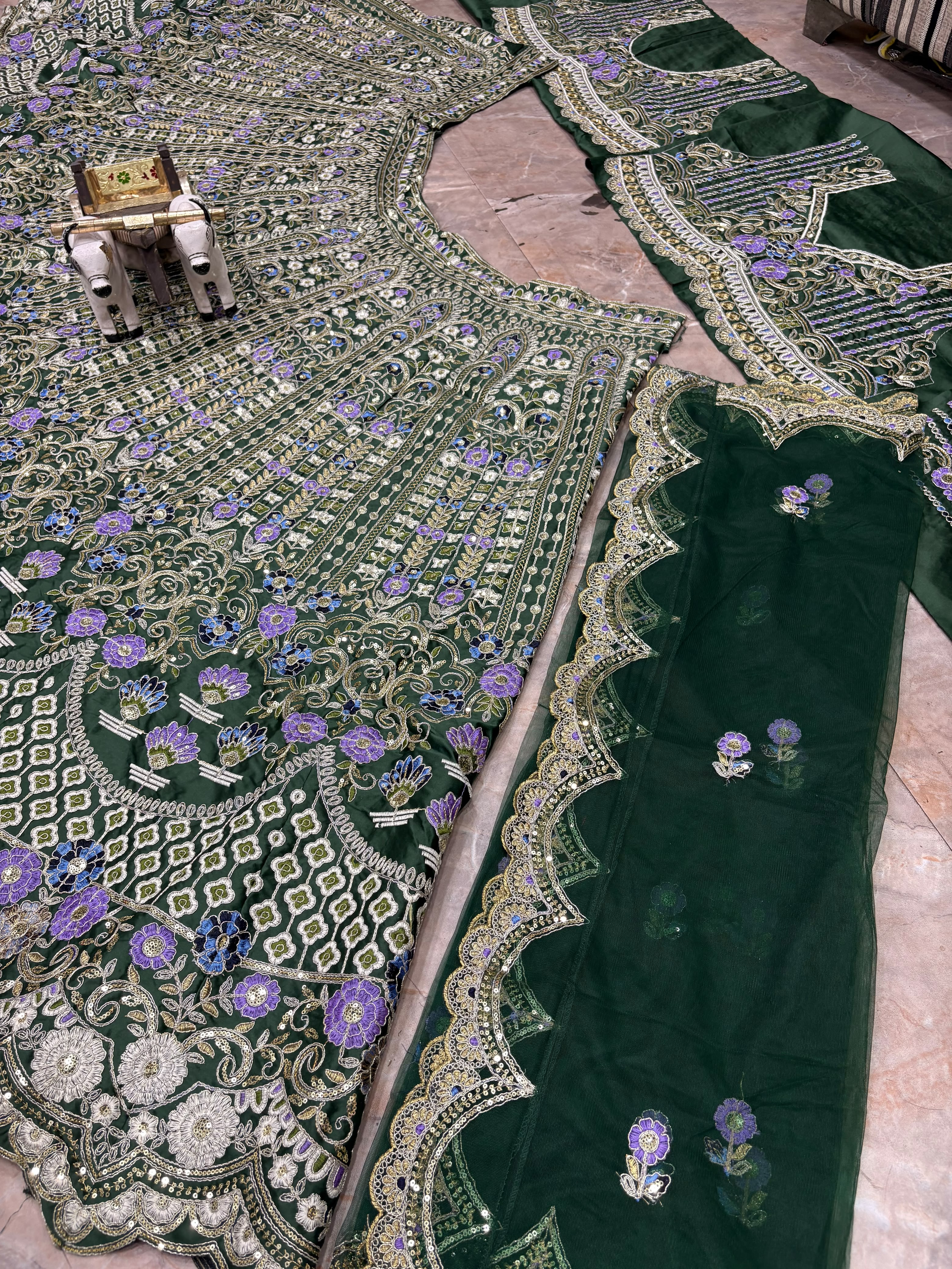 Heavy Mono Satin Silk sequin lehenga for women