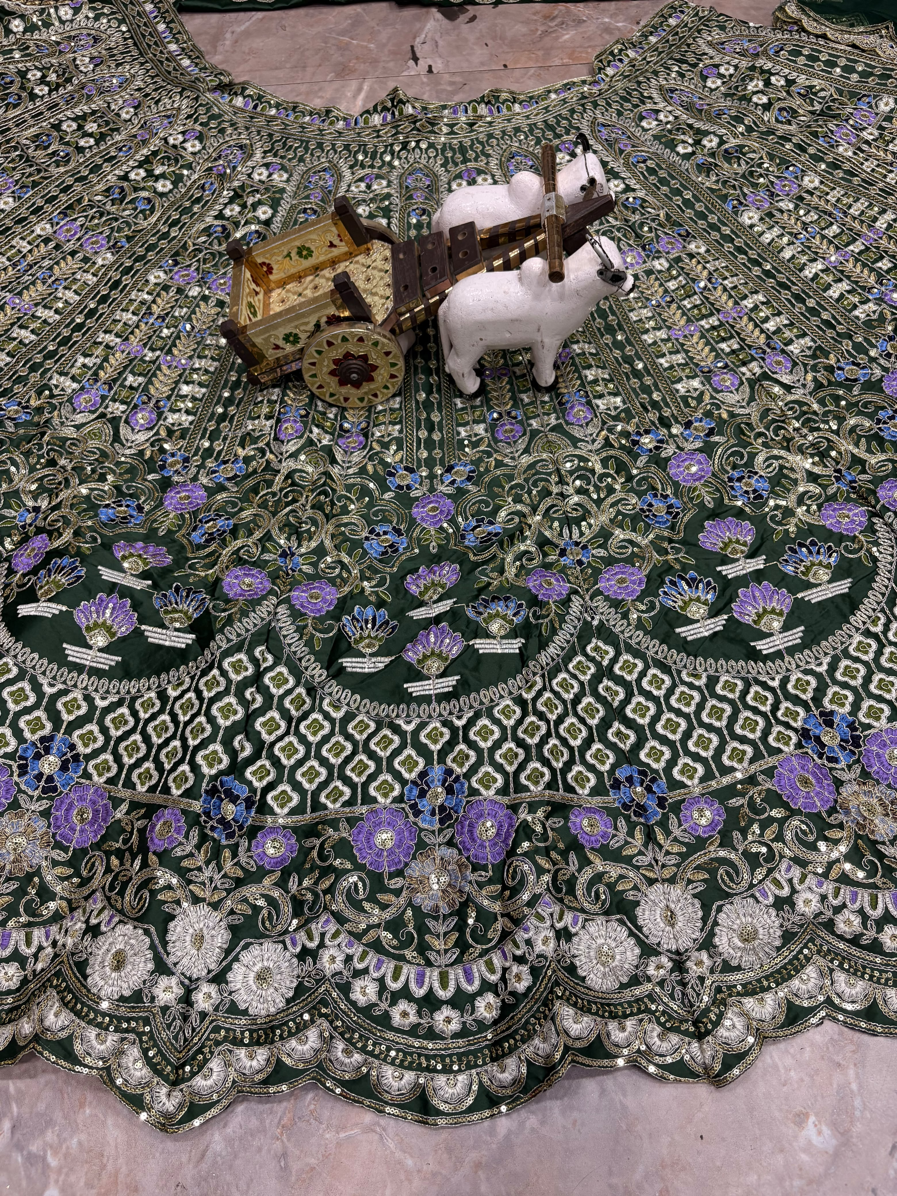 Mono Satin Silk Coding Sequins Cut Work lehenga choli