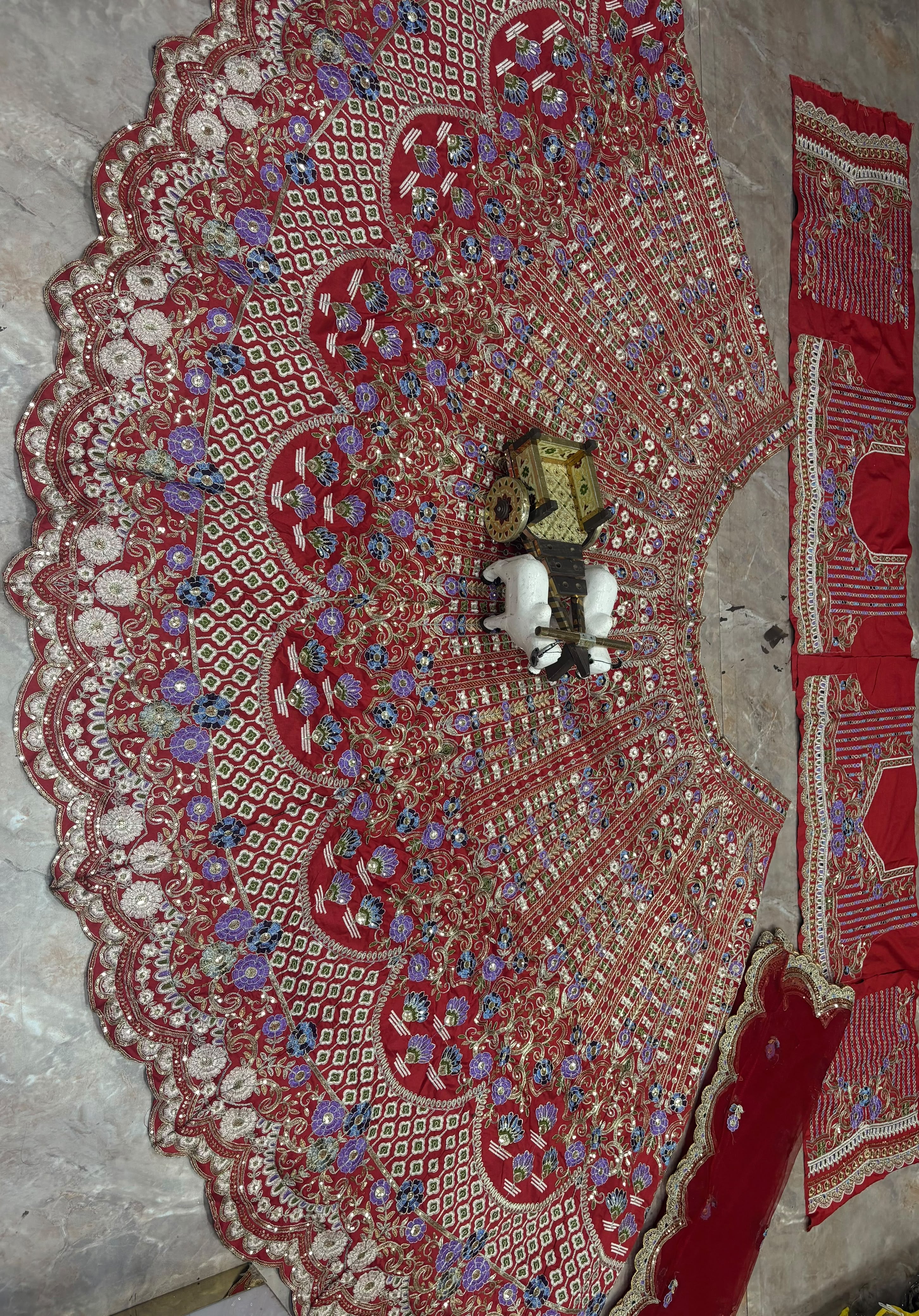 Semi-stitched wedding lehenga for women up to 44 inch waist