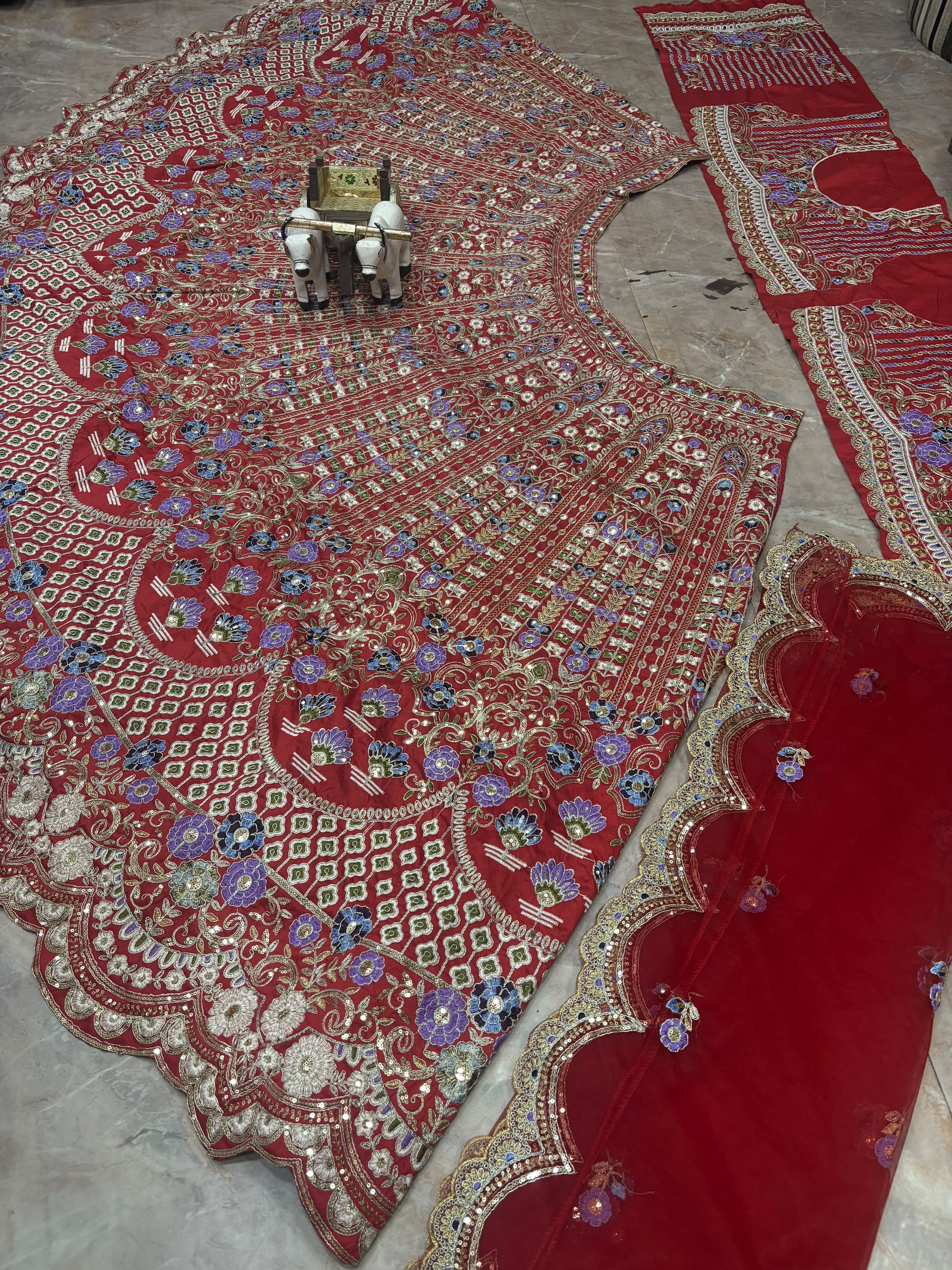 4 meter flared designer lehenga with Can-Can and Canvas Patta
