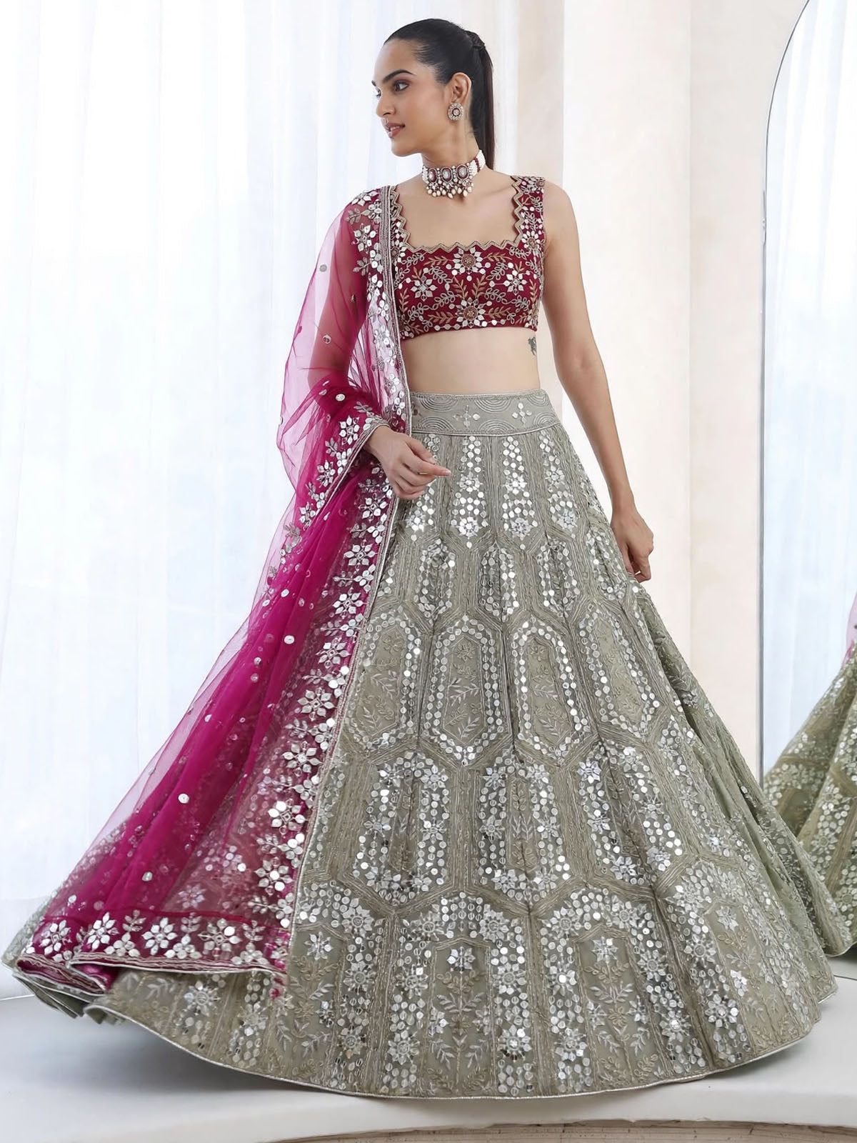 Designer wedding lehenga with Embroidery Sequins Work
