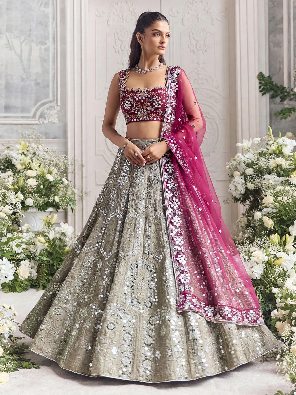 Faux Georgette Sequin Lehenga Choli for Women
