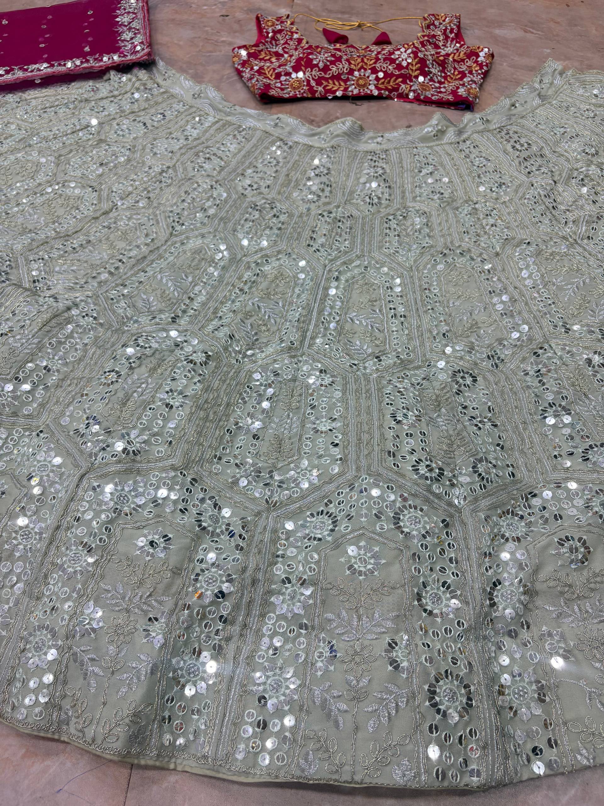FEALDEAL women lehenga set with 2.3 meter Butterfly Net dupatta