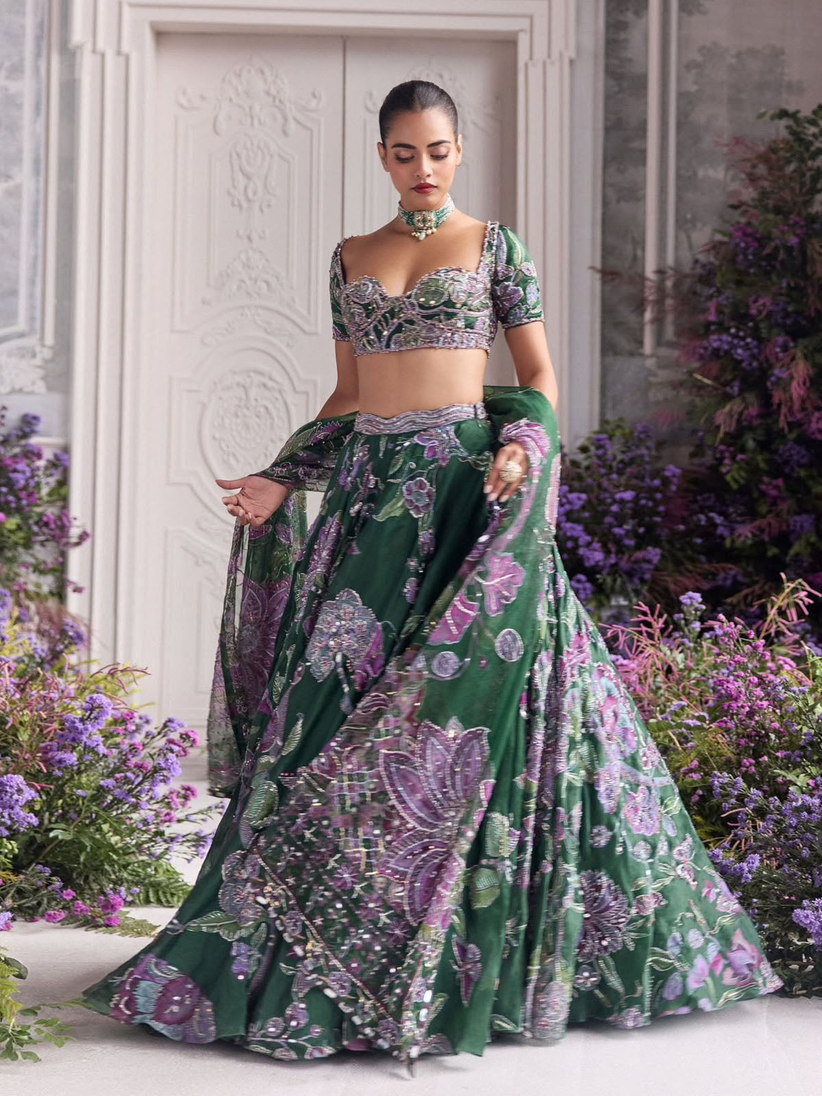 Faux Georgette figure sequin lehenga choli for women