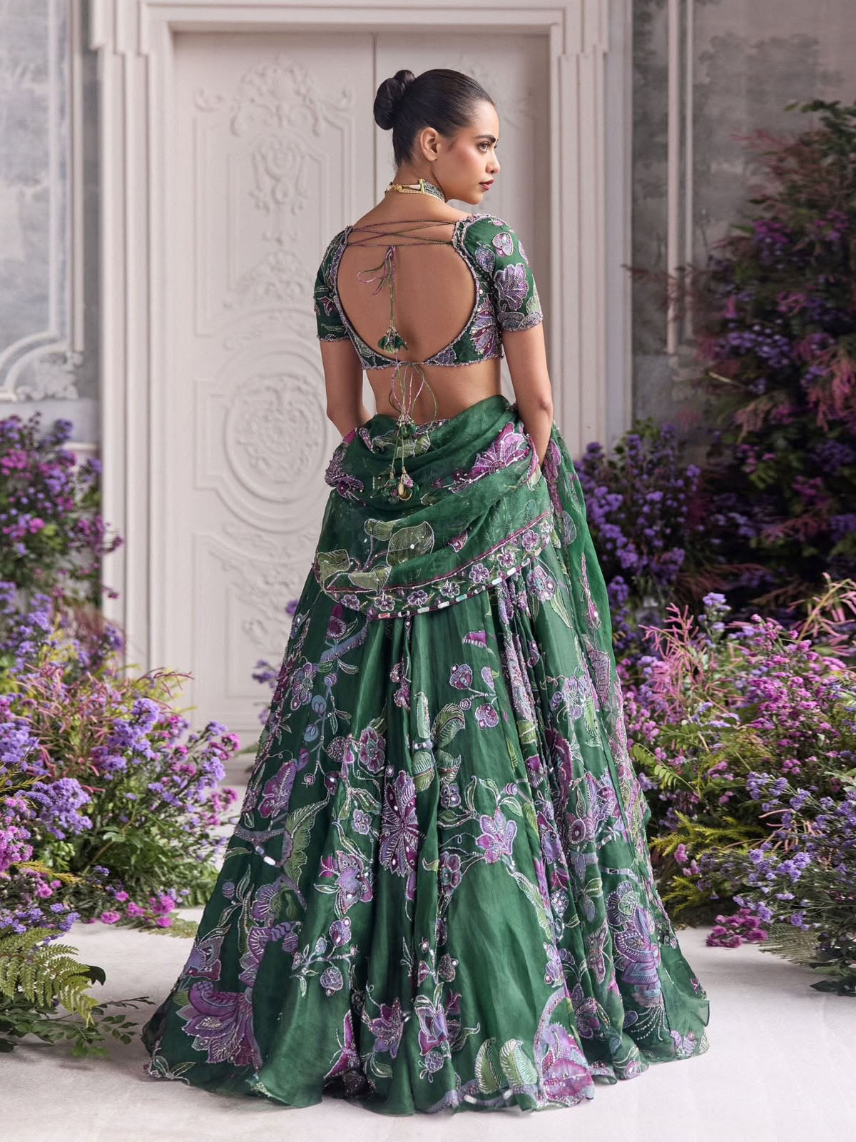 Digital Print and Figure Sequins Work lehenga design
