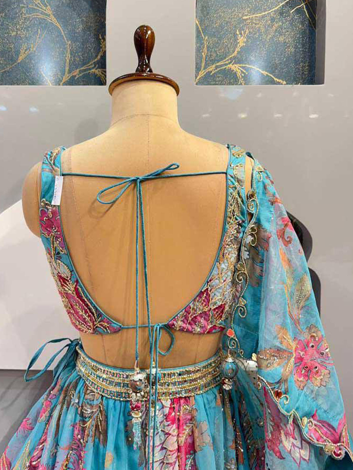 Find a stylish girls lehenga choli with premium Tabby Silk, beads and digital prints, 4m flare, customizable choli and coordinated dupatta for celebrations.