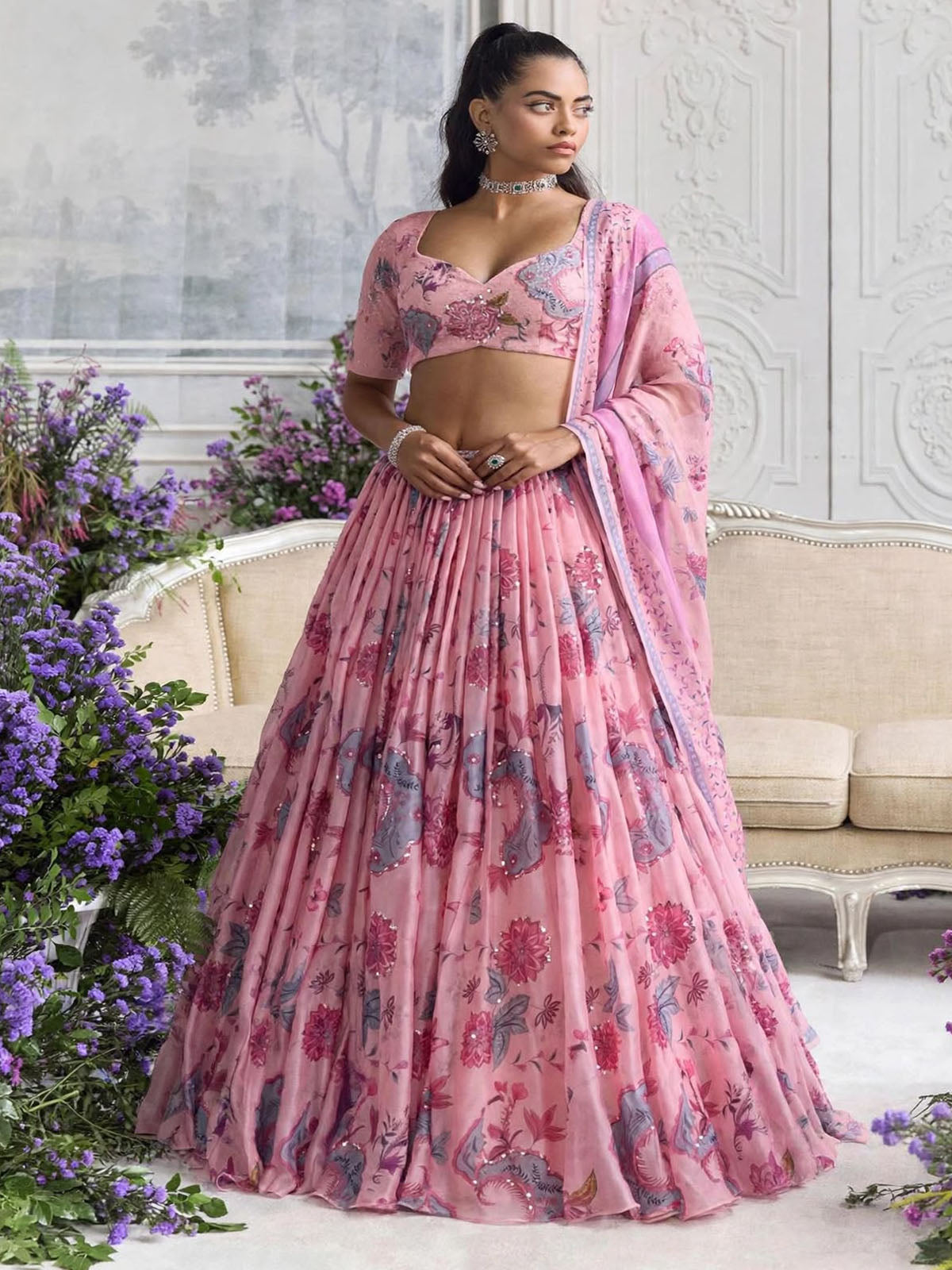 Semi-stitched wedding lehenga for women up to size 44