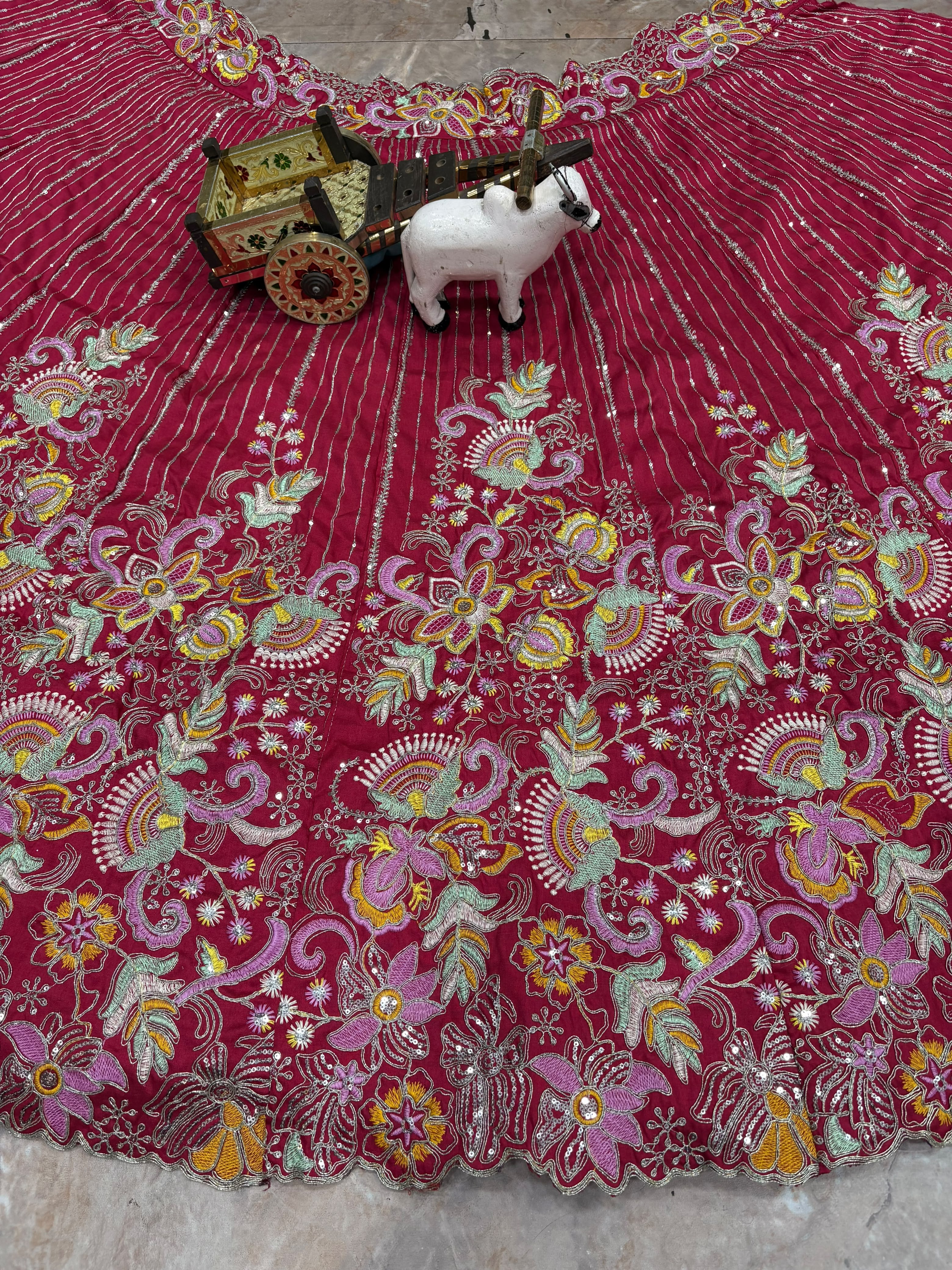 Navratri Garba lehenga with Can-Can and Canvas Patta