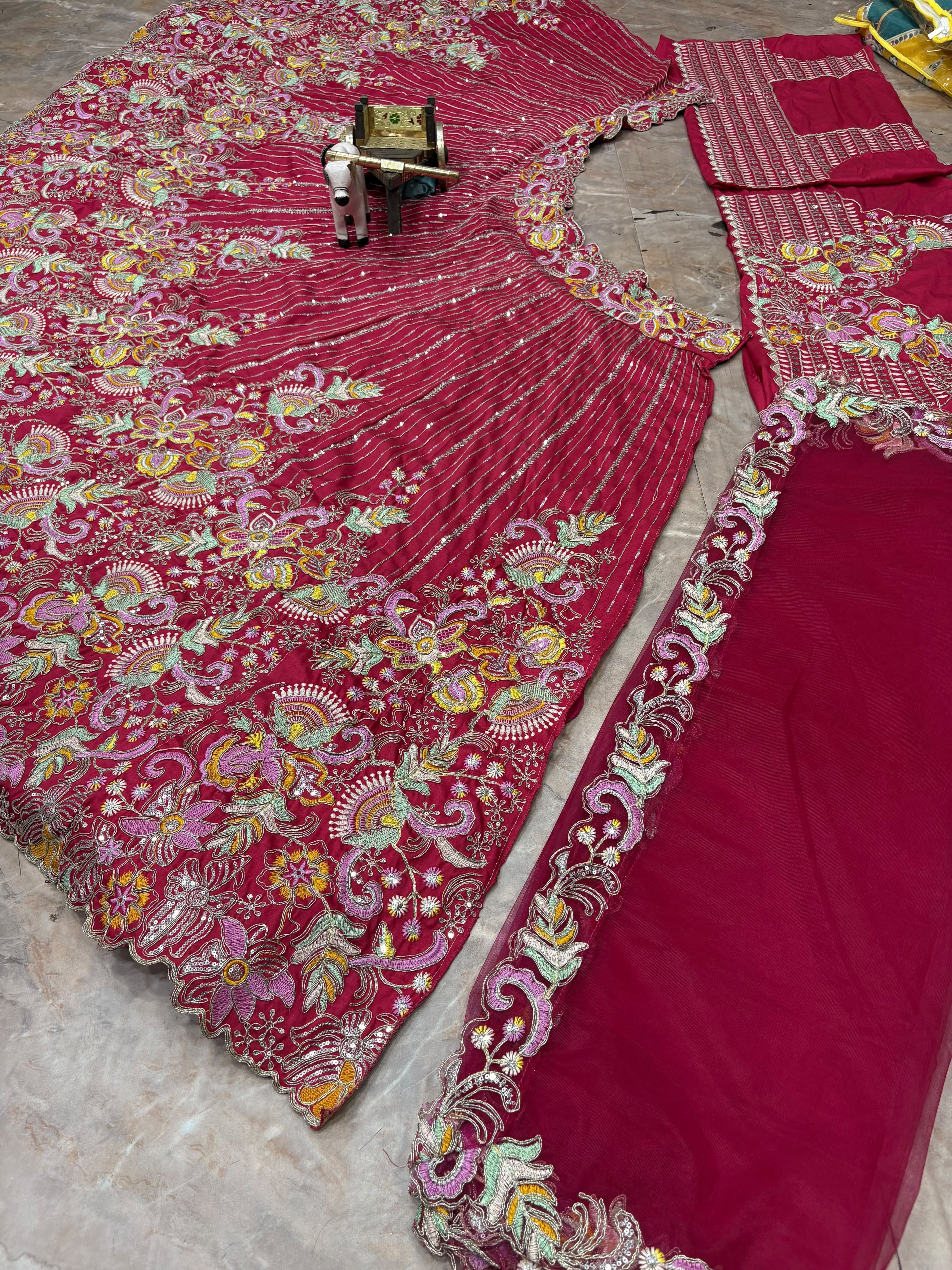 FEALDEAL Barfi Silk lehenga set with embroidered blouse