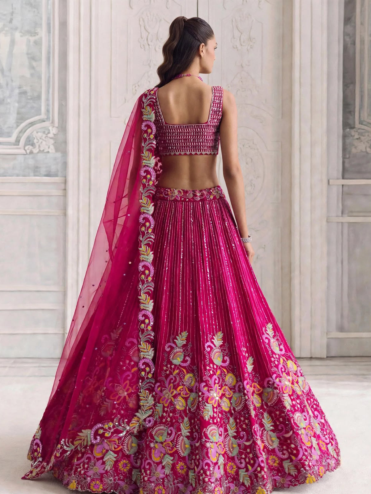 Barfi Silk women lehenga with 4 meter flared design
