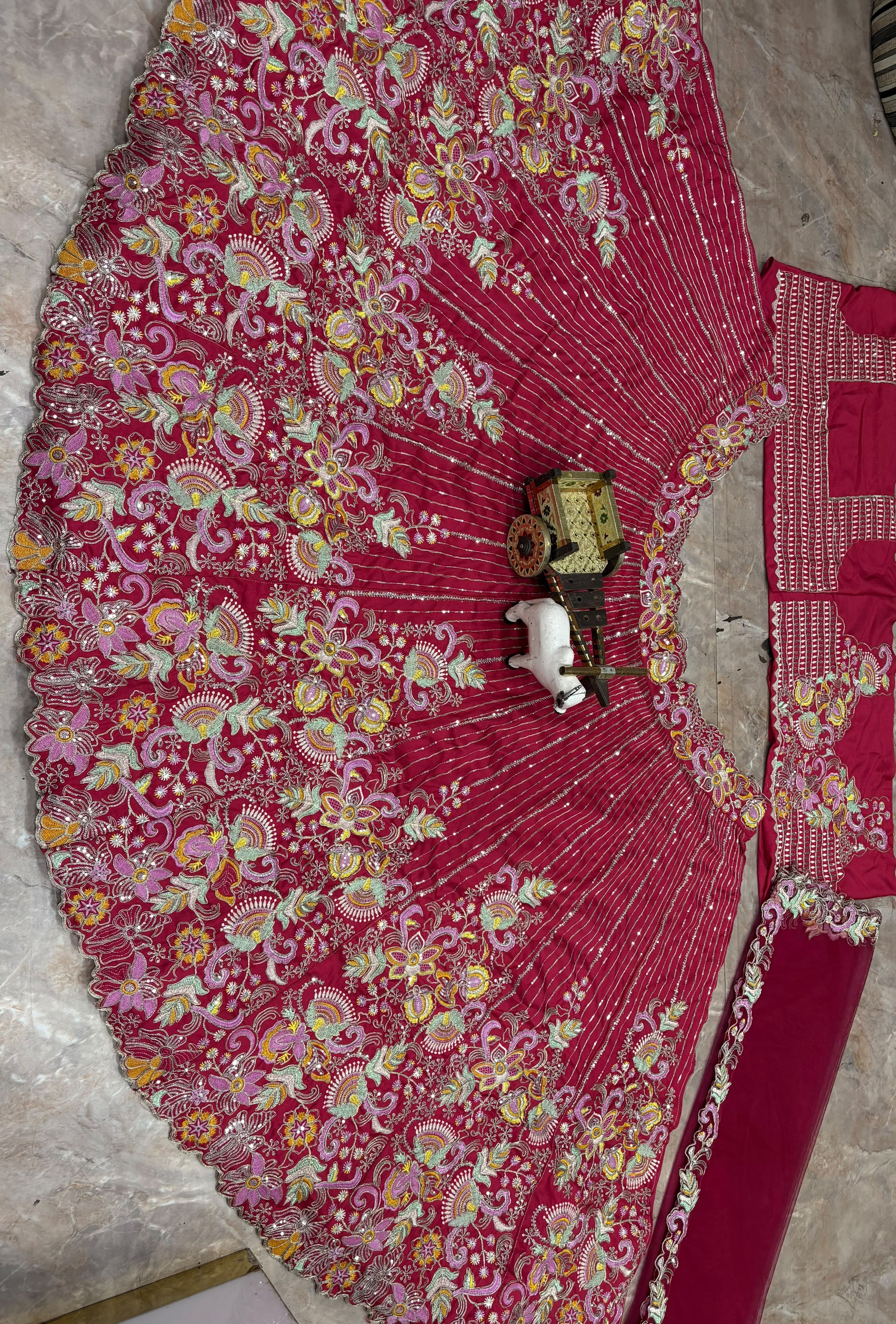 Bridal lehenga choli with Barfi Silk sequin embroidery work