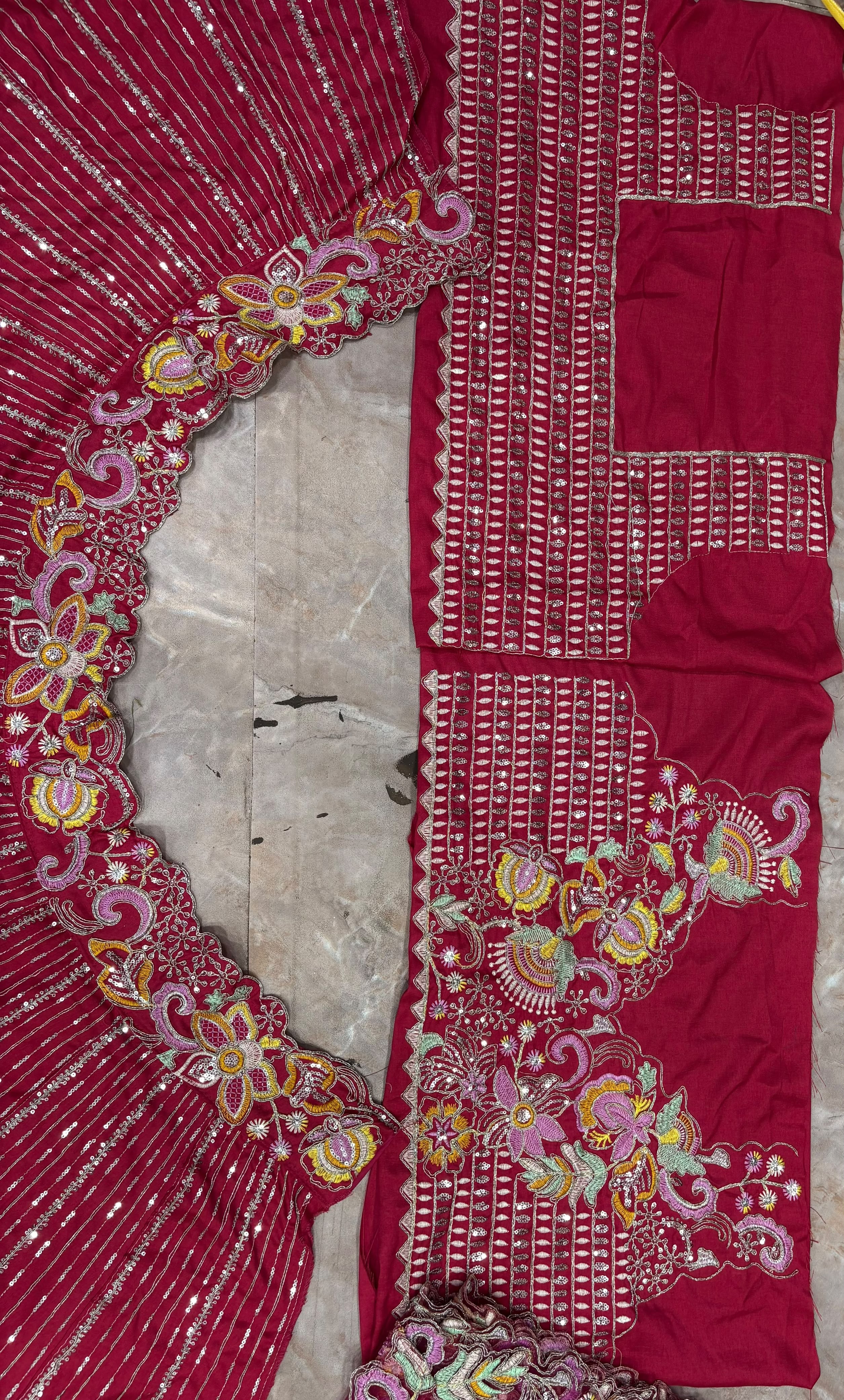 Girls lehenga choli with matching Barfi Silk dupatta