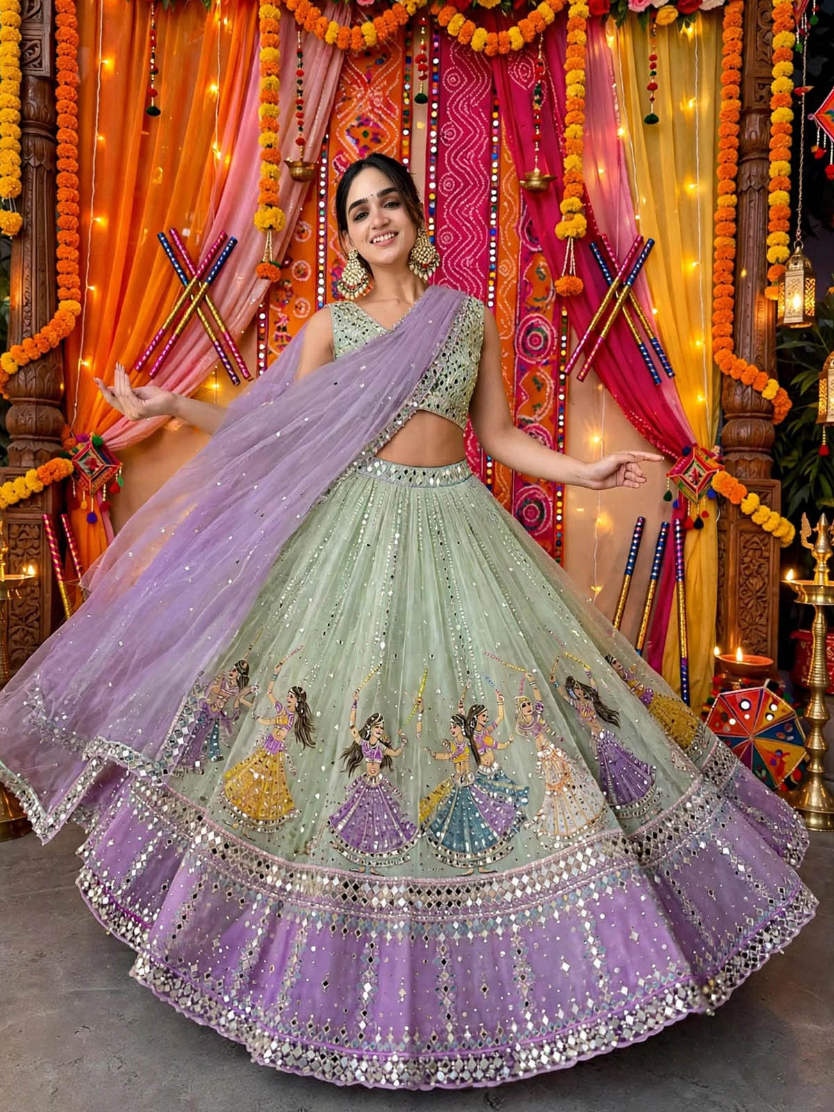 Designer Navratri lehenga choli with digital print