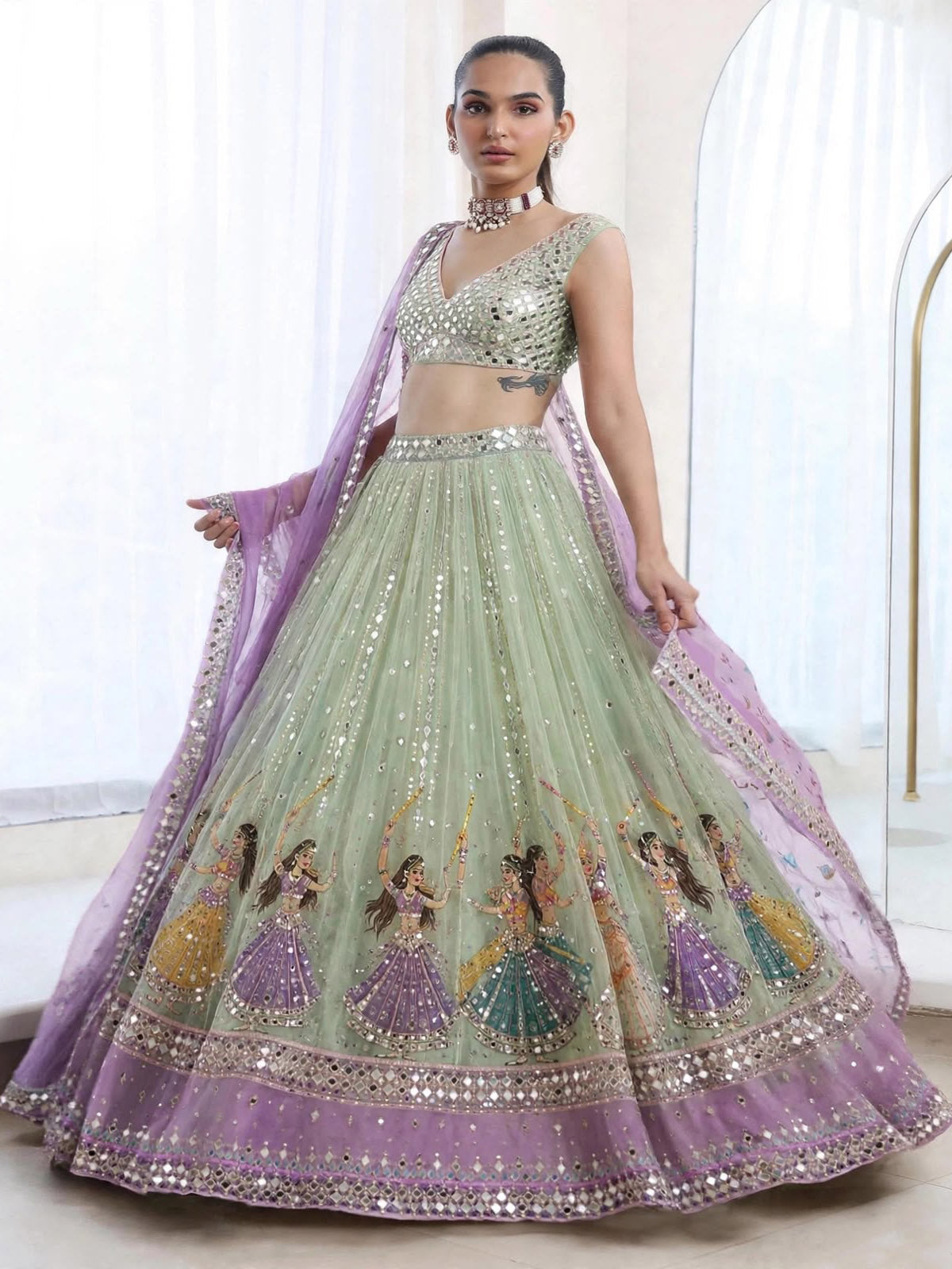 4 meter flared women lehenga with Canvas Patta