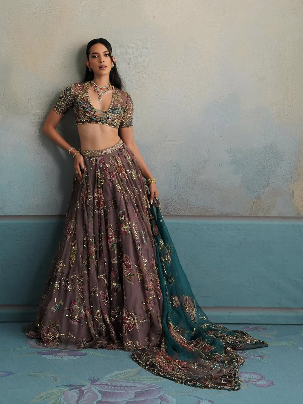 Faux Georgette Digital Print Sequin Lehenga Choli for Women