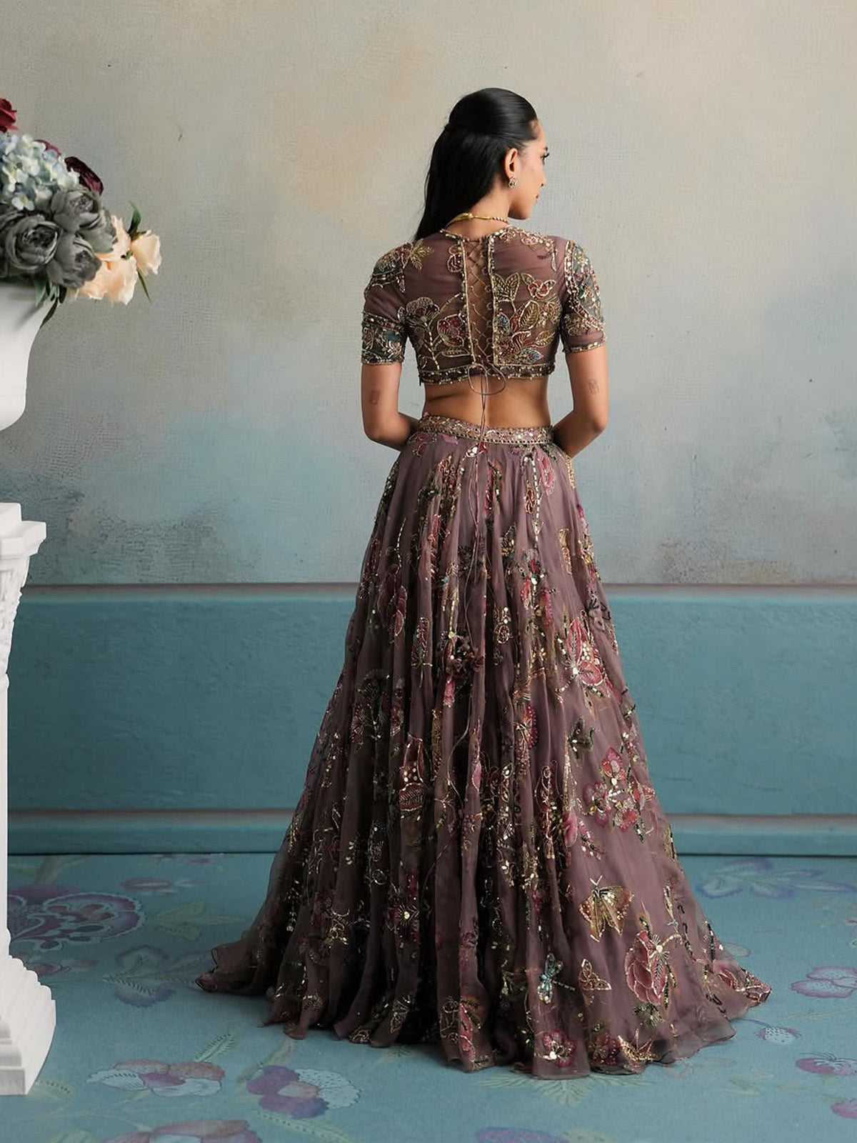 Semi-stitched wedding lehenga for women with Can-Can and Canvas Patta