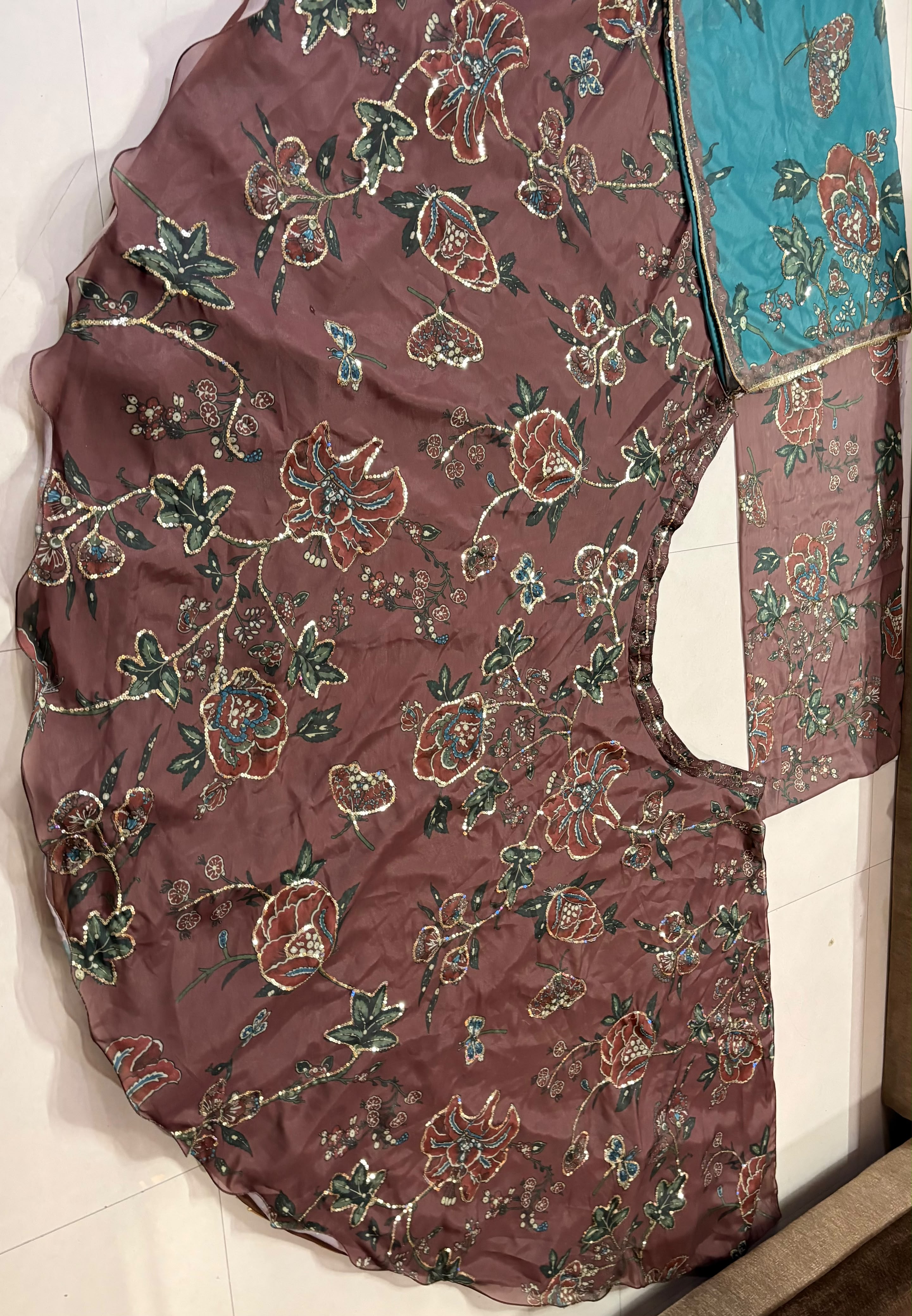 Premium sequin lehenga set with matching blouse and dupatta