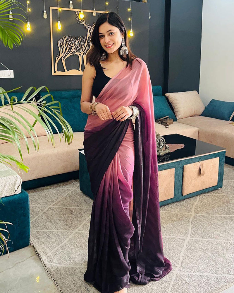 Pre stitched nylon rimzim Ready to wear 1 Minute saree