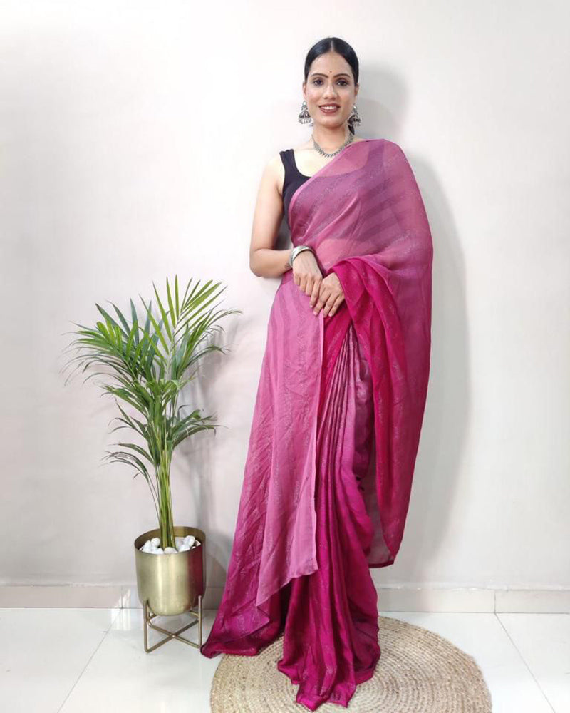 Pre stitched nylon rimzim Ready to wear 1 Minute saree