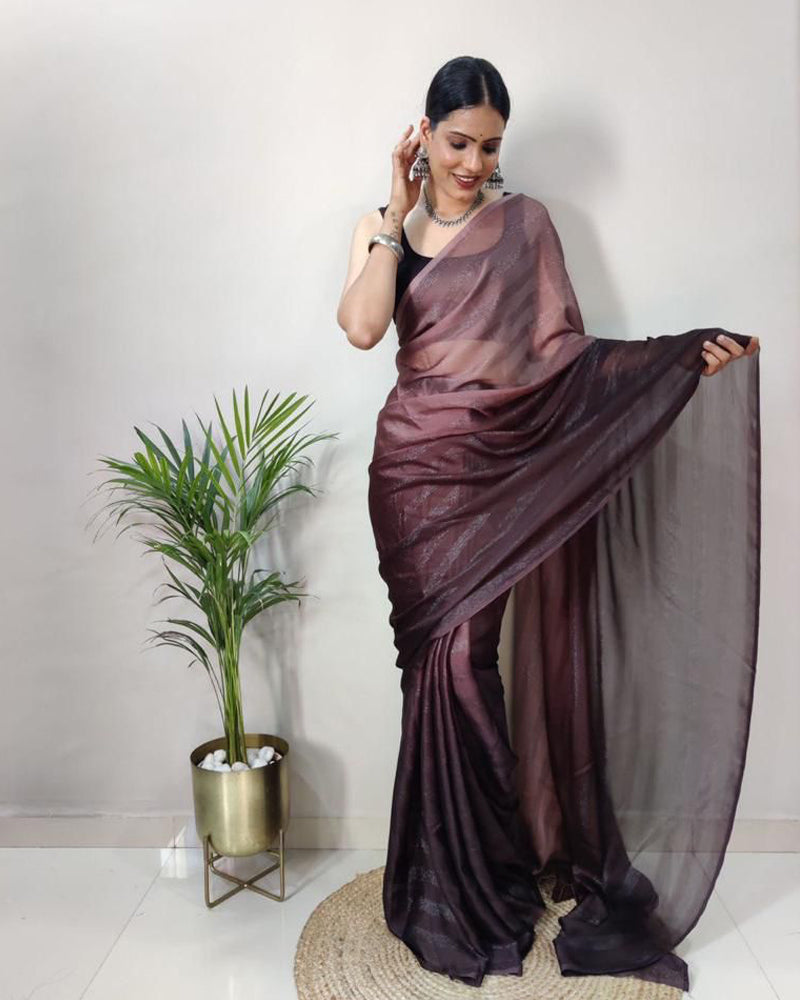Pre stitched nylon rimzim Ready to wear 1 Minute saree