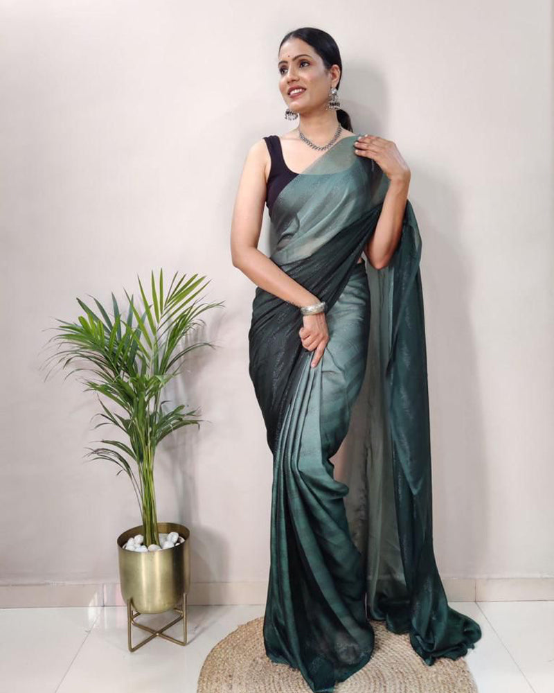 Pre stitched nylon rimzim Ready to wear 1 Minute saree