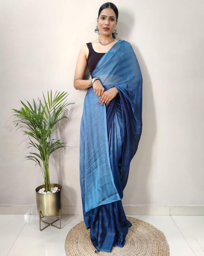Pre stitched nylon rimzim Ready to wear 1 Minute saree
