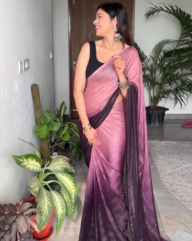Pre stitched nylon rimzim Ready to wear 1 Minute saree