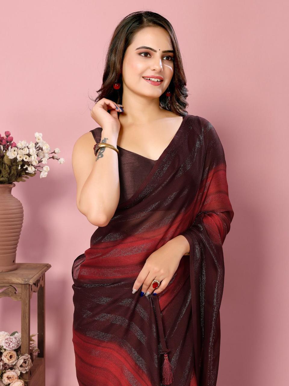 Soft Nylon georgette 1 Minute Ready to wear Saree