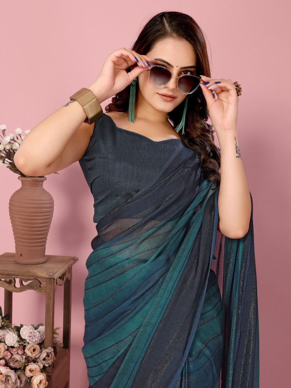 Soft Nylon georgette 1 Minute Ready to wear Saree