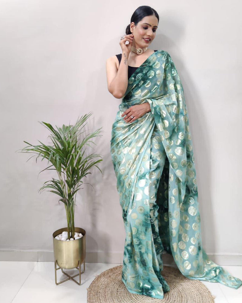 Premium Georgette golden weaves Ready to wear sarees