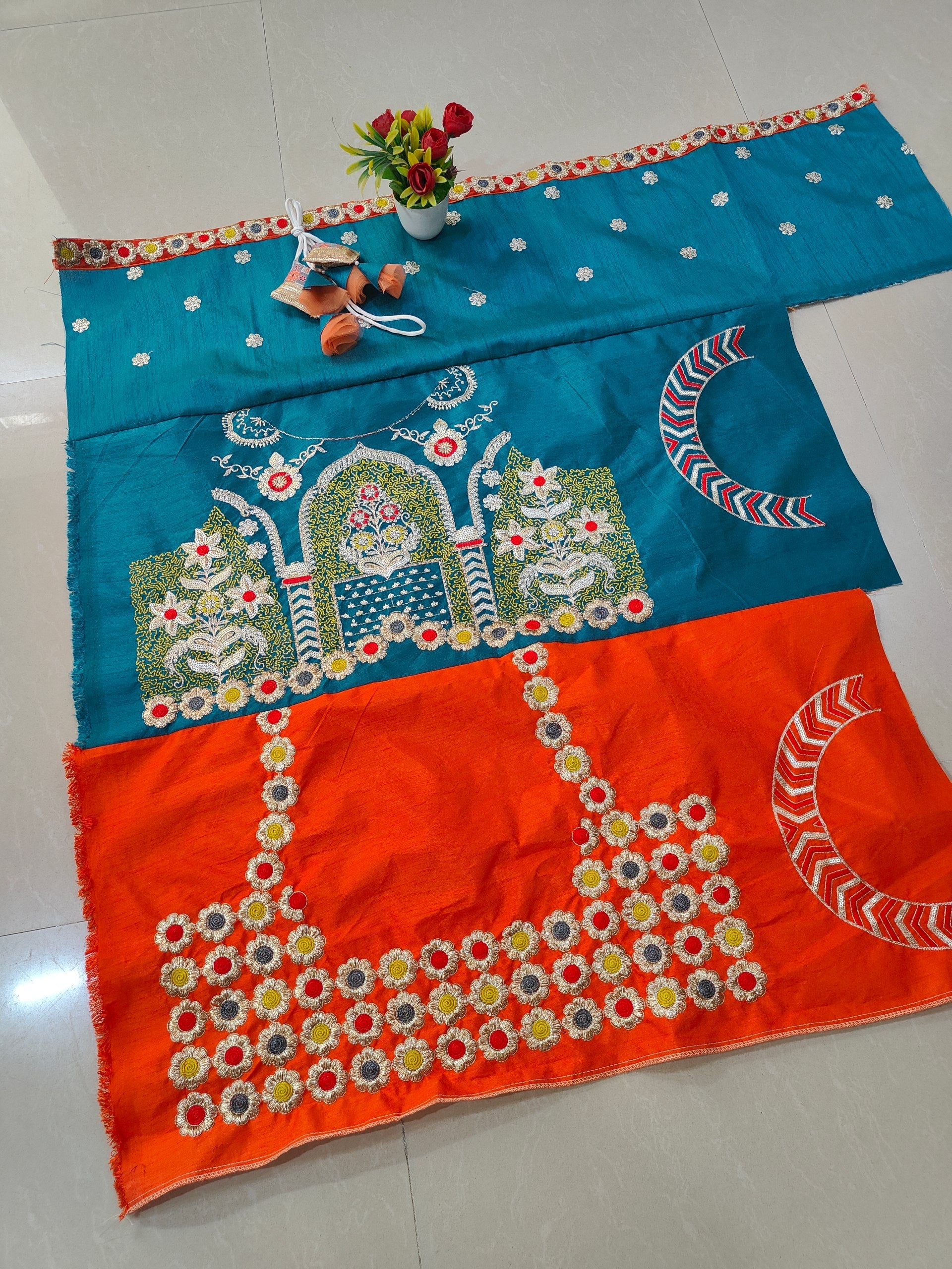 Multicolor Printed Silk Lehenga Choli for Women | Navratri Wear