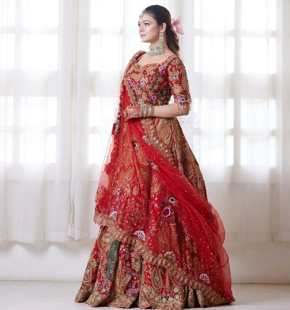 Find an elegant lehenga for women and girls with Fox Georgette, embroidery sequins and a grand 4m flare. Perfect for weddings, parties and festive styling.