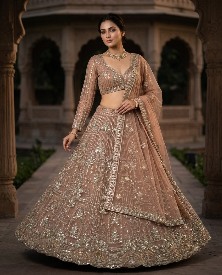 Premium Soft Net Sequins Lehenga Choli for Women & Girls Wedding Wear