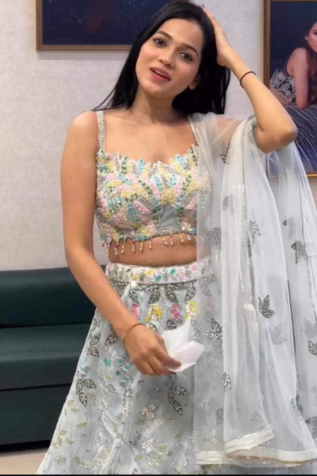 Explore wedding lehenga choli with sequins embroidery and 4-meter flare. Silk lehenga set for women & girls designed by FEALDEAL for luxury & comfort.