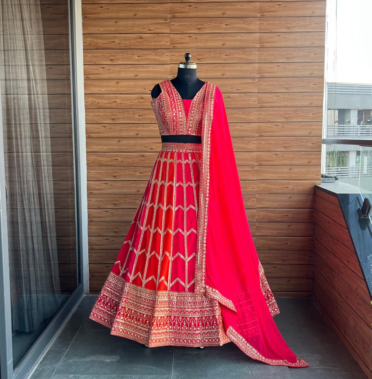 Designer Wedding Lehenga for Women in Orange-Pink Color | Traditional Orange-Pink Lehenga Choli with Dupatta and Blouse for Weddings