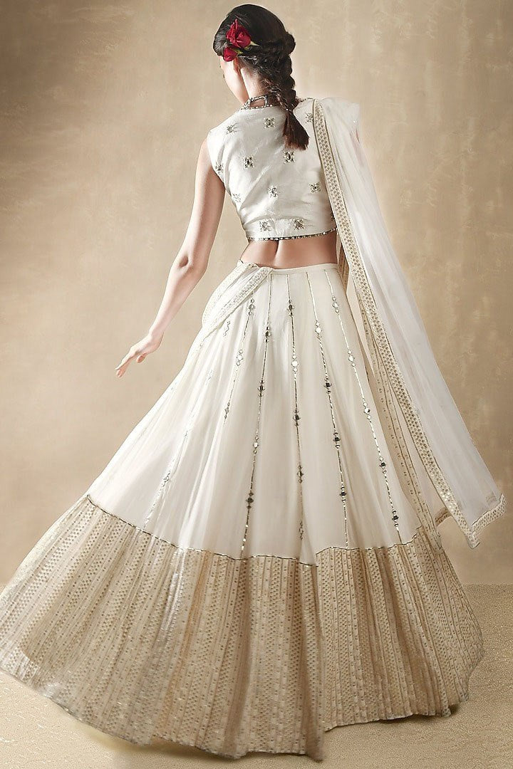 Elegant white Lehenga for Women with Jari Work & Crepe Inner