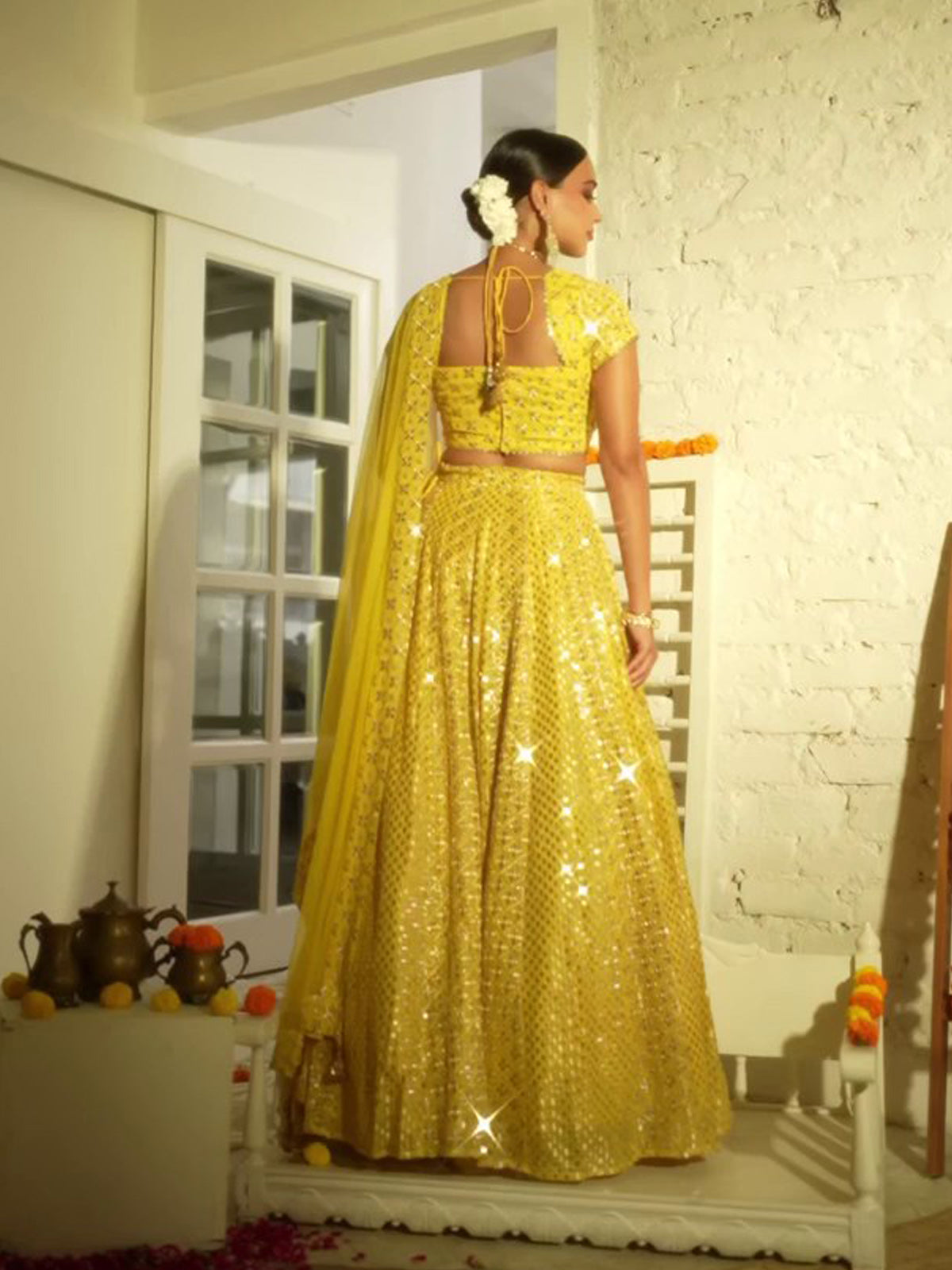 Buy FEALDEAL lehenga choli set for women with embroidered blouse fabric, 9MM sequin zari work, cancan and canvas, 2.30m stitched dupatta and tassels.