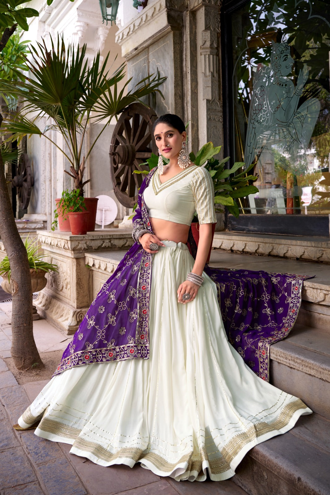 FEALDEAL presents women lehenga choli in pure rayon with zari blouse & sequin dupatta. Stylish lehenga dress for weddings, festivals & parties at the best lehenga price.
