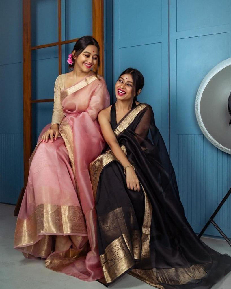 Organza jacquard woven soft & light weight saree