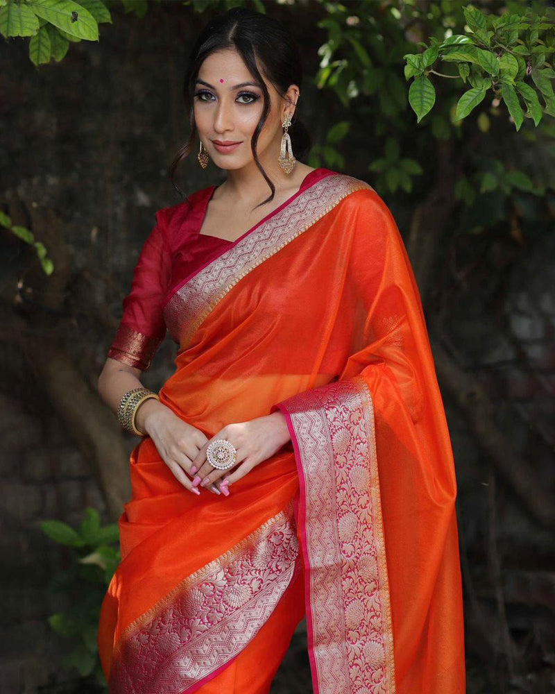 Organza jacquard woven soft & light weight saree